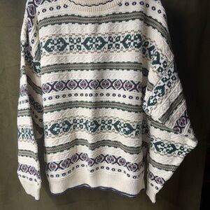 Cozy Cream Patterned Crewneck Sweater
